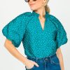 Thml Short Sleeve & Sleeveless | Flower Texture Top, Blue