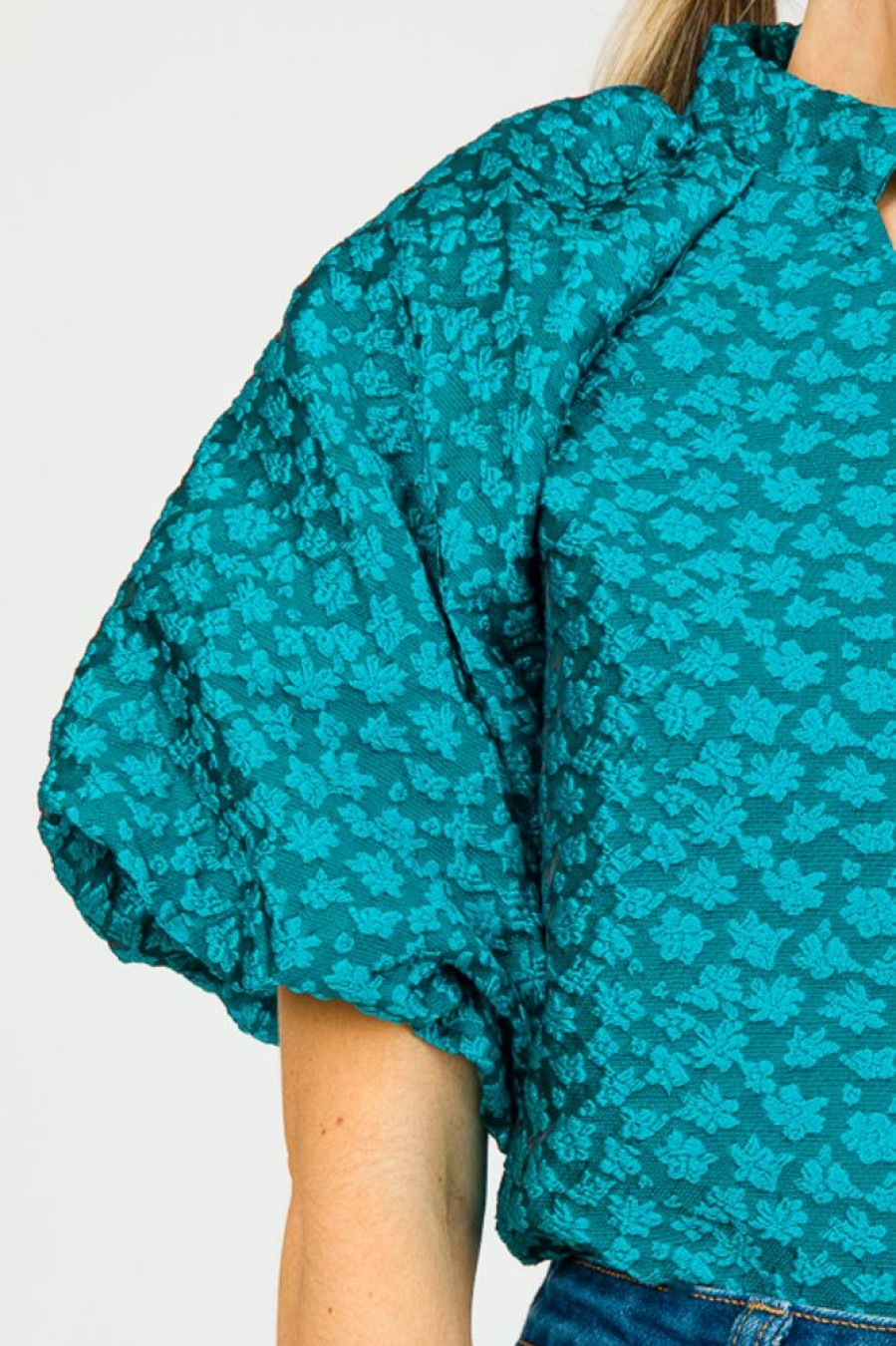 Thml Short Sleeve & Sleeveless | Flower Texture Top, Blue