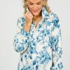 Sundayup 3/4 & Long Sleeve | Blue Floral Button Up