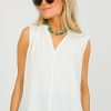 Current Air Short Sleeve & Sleeveless | London Sleeveless Blouse, Cream White