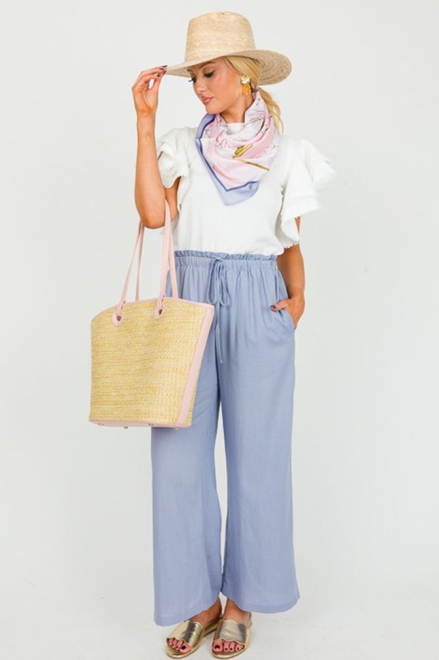 Mystree Pants & Leggings | Mona Linen Pants, Denim Blue