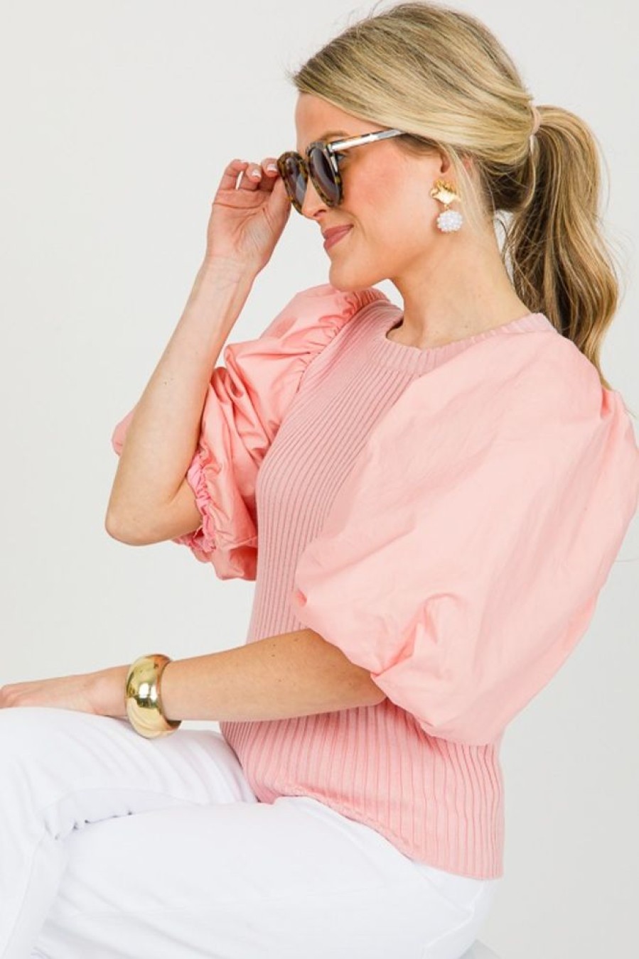 Bibi Short Sleeve & Sleeveless | Perfectly Preppy Rib Top, Blush