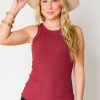 Mittoshop Short Sleeve & Sleeveless | Basic Rib Knit Tank, Wine