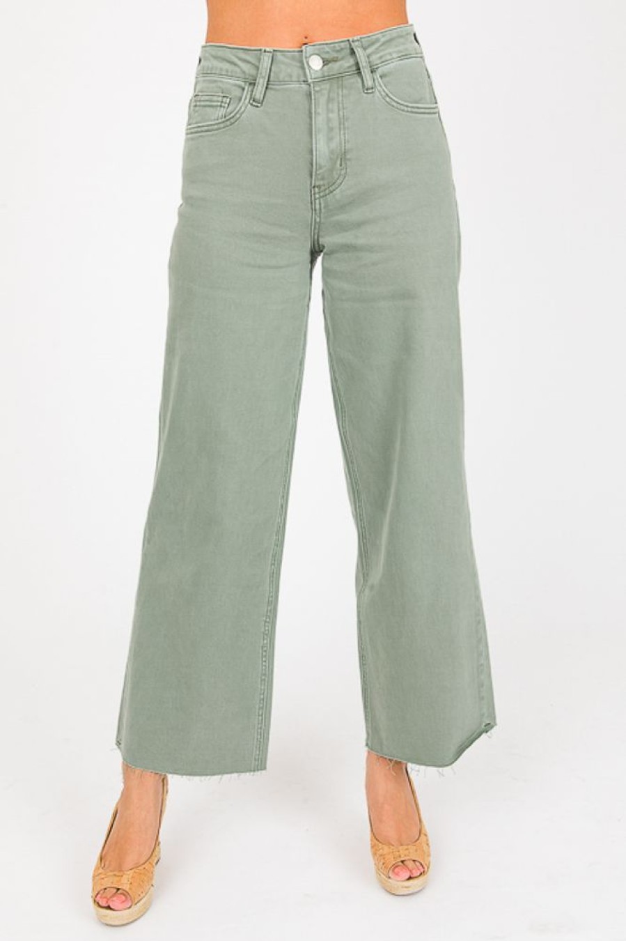 Vervet Jeans | Olivia Wide Leg Jeans, Army Green