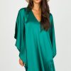 Flying Tomato Dresses W/ Sleeves | Satin Caftan Dress, Emerald Green