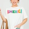 Peach Love California Short Sleeve & Sleeveless | America Patch Oversize Tee