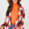 Davi & Dani Jackets / Coats / Vests / Blazers | Fray Trim Plaid Shacket, White Berry