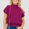 Eesome Short Sleeve & Sleeveless | Indy Short Sleeve Sweater, Plum