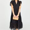 Entro Maxi & Midi | Eyelet Trim Midi, Black