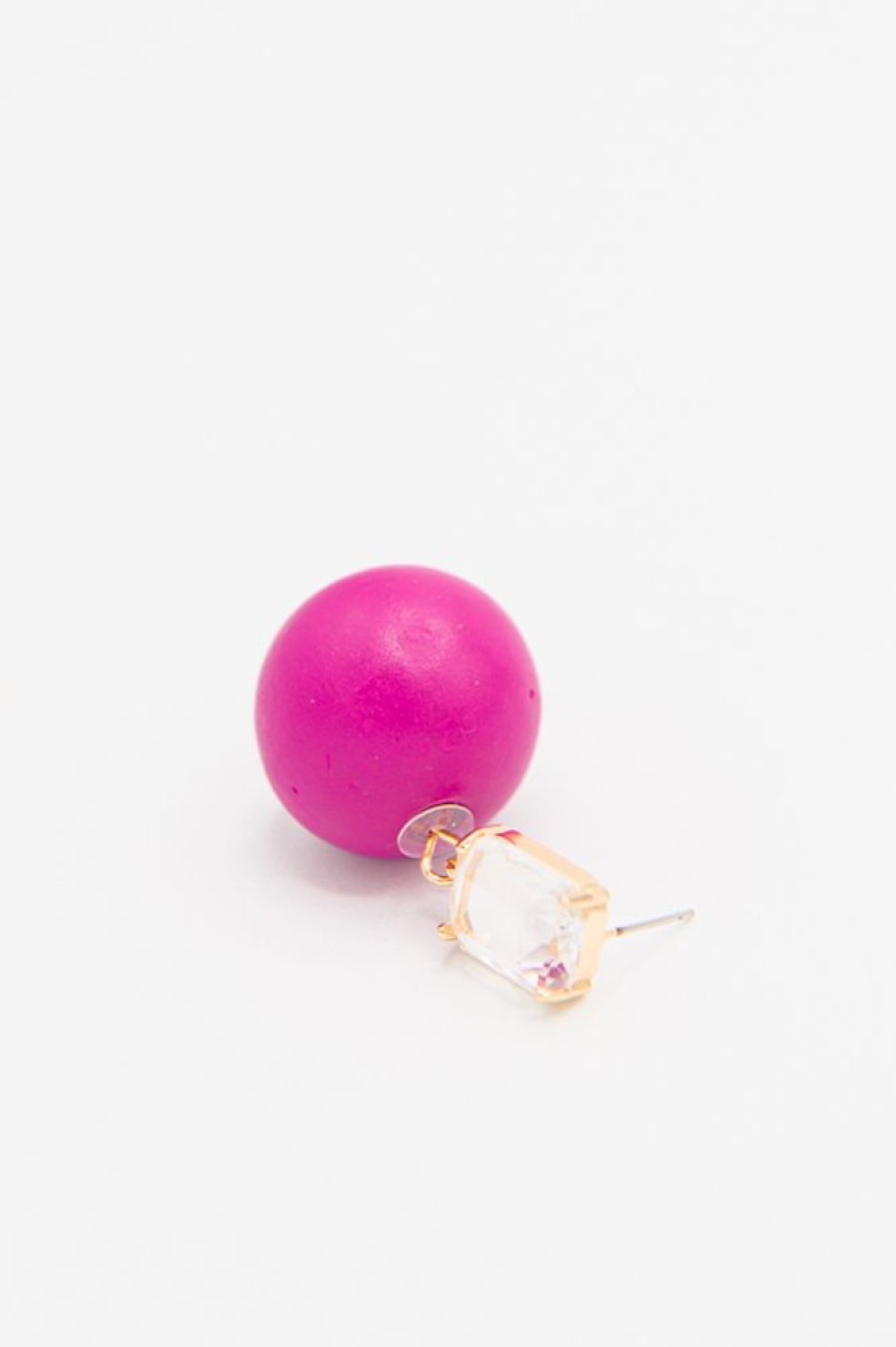 Golden Stella Jewelry | Wood & Glass Dangle Earrings, Fuchsia