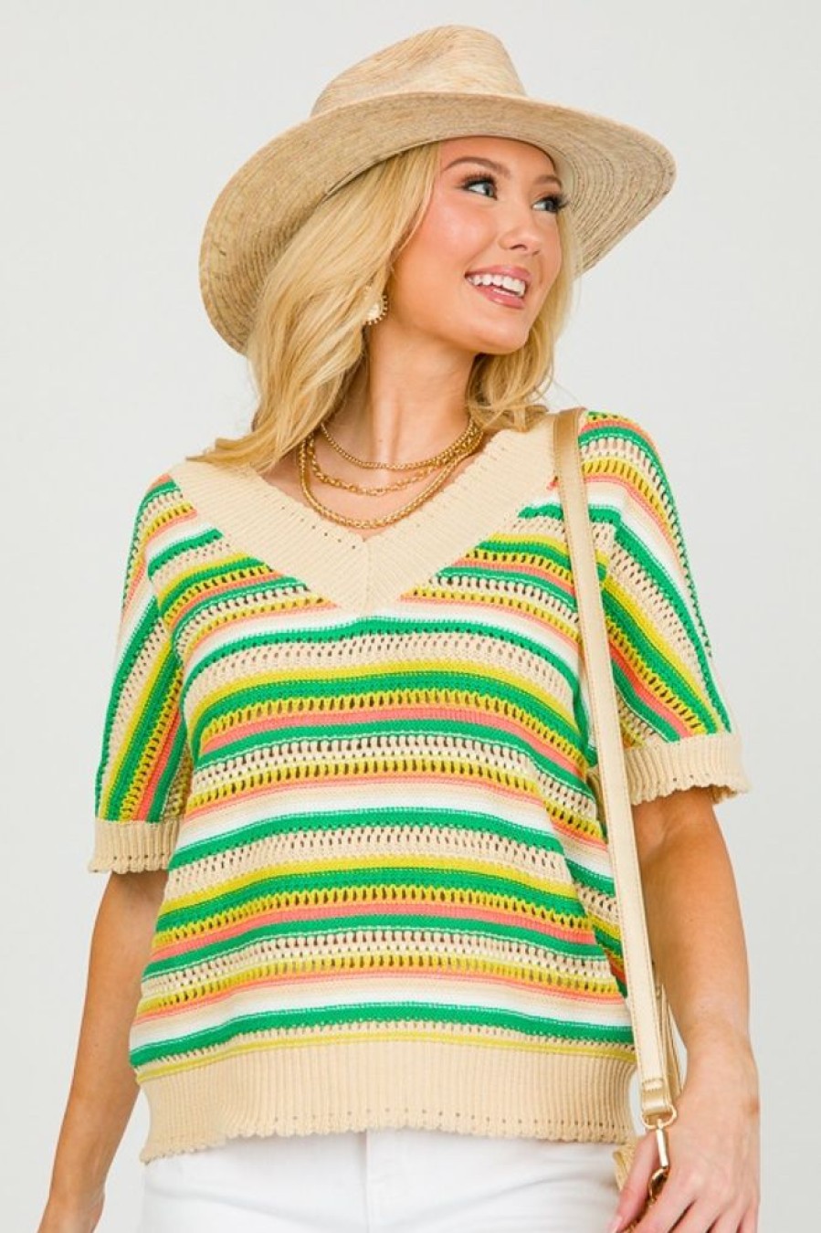 Jodifl Short Sleeve & Sleeveless | Marley Stripe Sweater, Natural