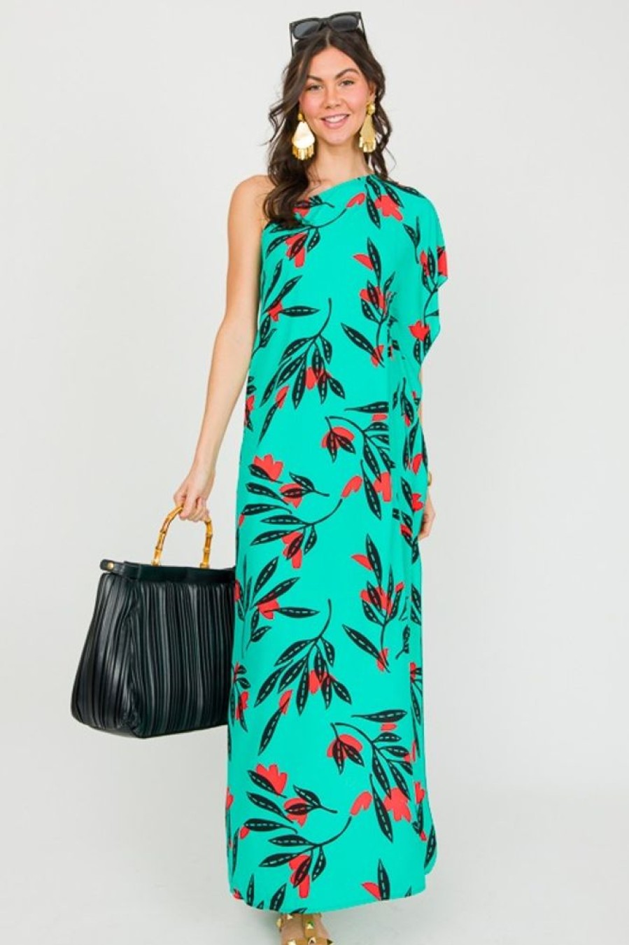 Tyche Off Shoulder | Havana One Shoulder Maxi, Mint