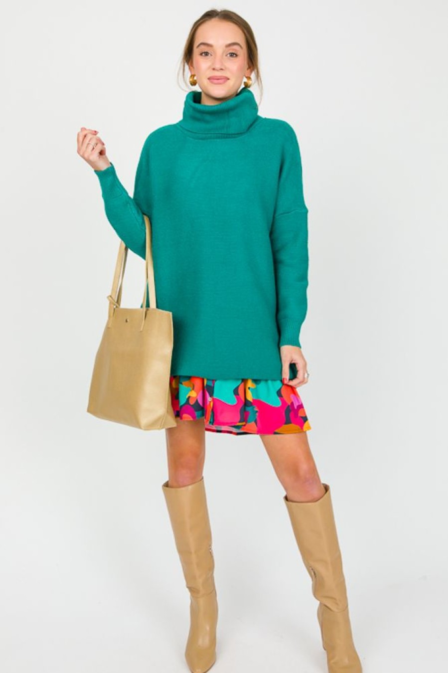 Davi & Dani 3/4 & Long Sleeve | Campbell Sweater, Teal Jade