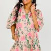 Entro Dresses W/ Sleeves | Button Up Floral Dress, Peach