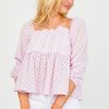 Mystree 3/4 & Long Sleeve | Eyelet Crochet Top, Lavender