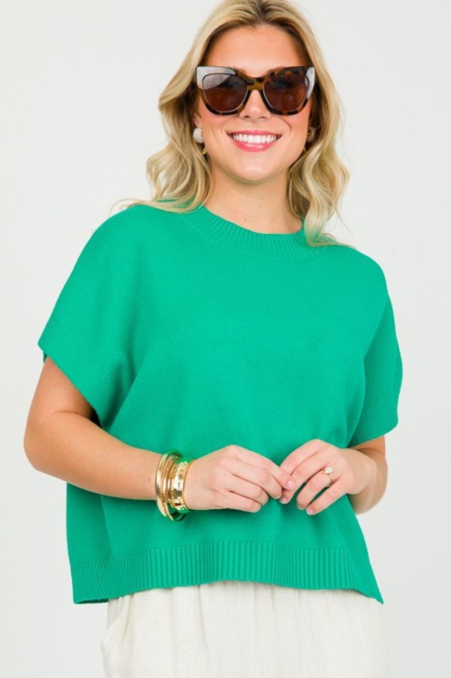 Pinch Short Sleeve & Sleeveless | Macie Sweater, Green