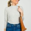 If she loves 3/4 & Long Sleeve | Striped Rib Knit Top, Gray