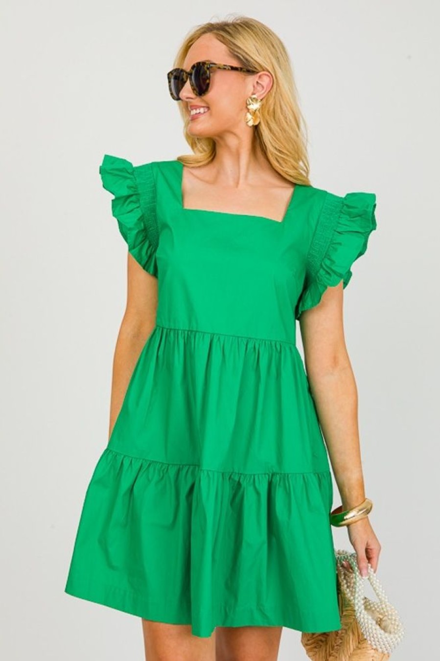 Oddi Sleeveless | Ryan Tiered Dress, Kelly Green