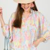 Entro 3/4 & Long Sleeve | Santorini Blouse, Pink Multi