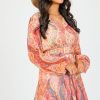 Umgee Dresses W/ Sleeves | Metallic Paisley Belted Dress