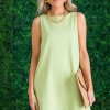 Wishlist Sleeveless | Linen A-Line Dress, Lime