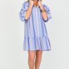 KARLIE Dresses W/ Sleeves | Stripe Ruffle Shirt Dress, Blue