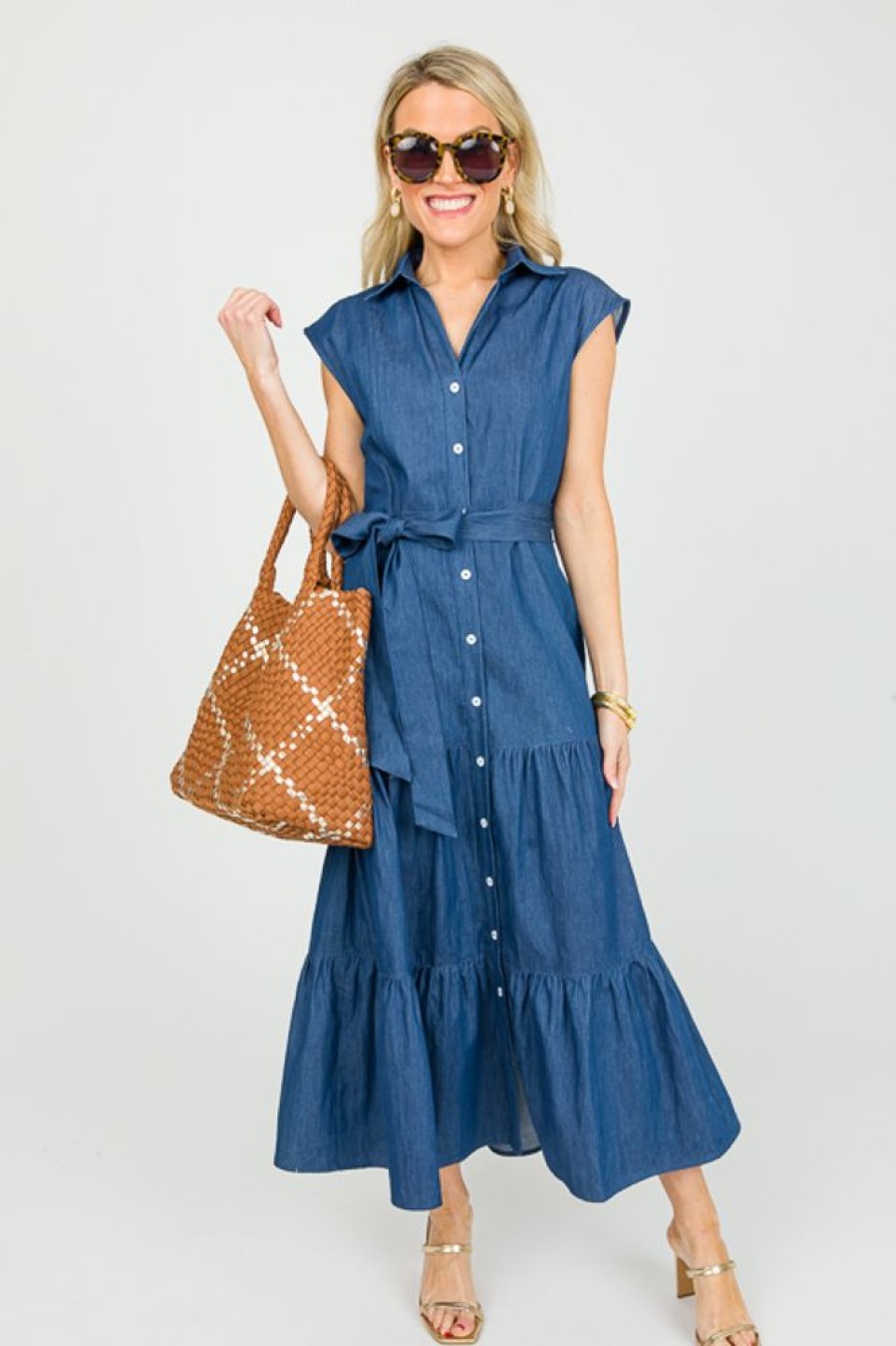 Pretty Follies Maxi & Midi | Donna Denim Tiered Dress