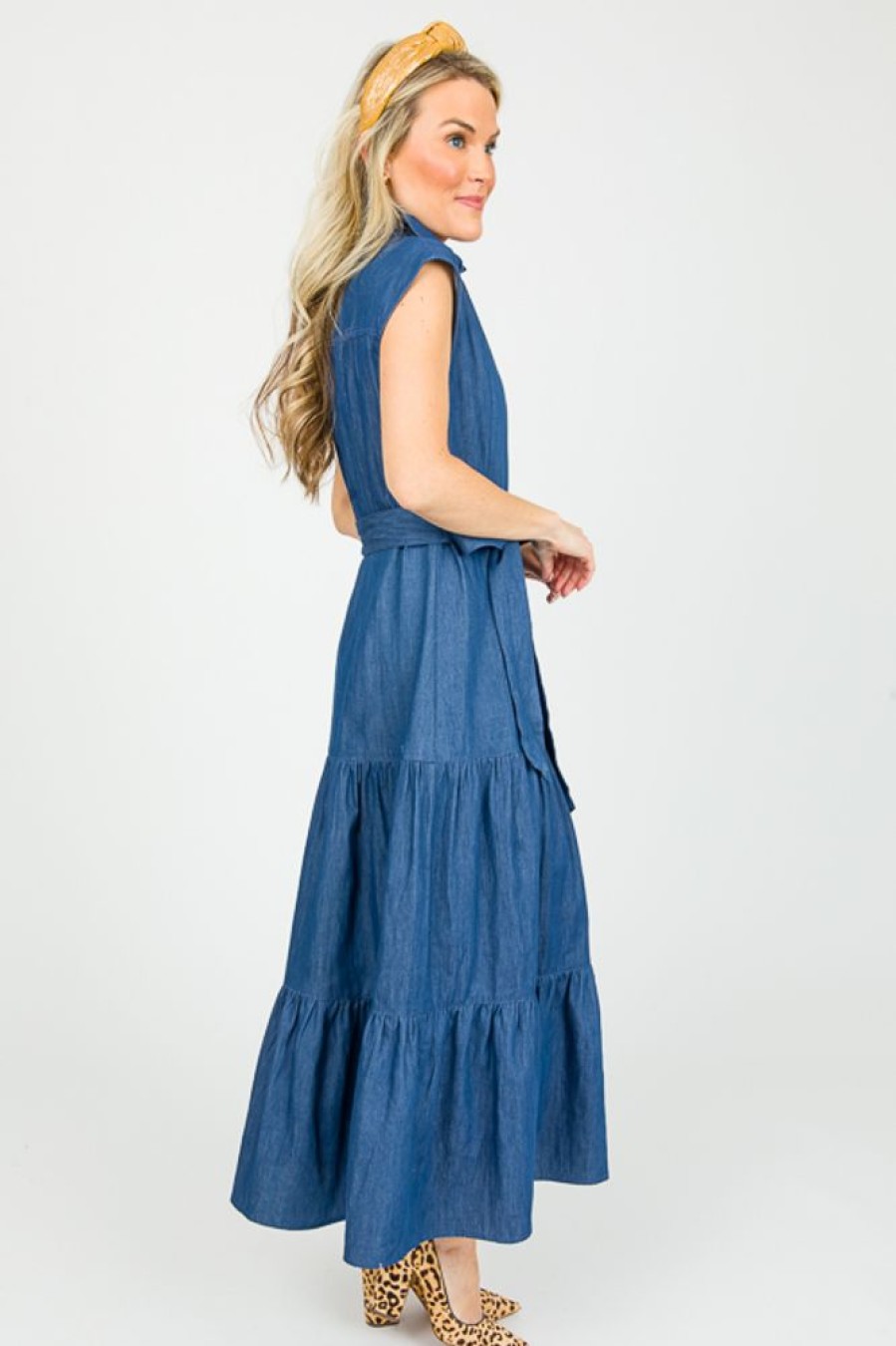 Pretty Follies Maxi & Midi | Donna Denim Tiered Dress