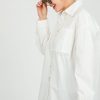 AndTheWhy 3/4 & Long Sleeve | Pearl Trim Button Down, Off White