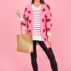 &merci 3/4 & Long Sleeve | Hearts Pocket Cardigan, Pink