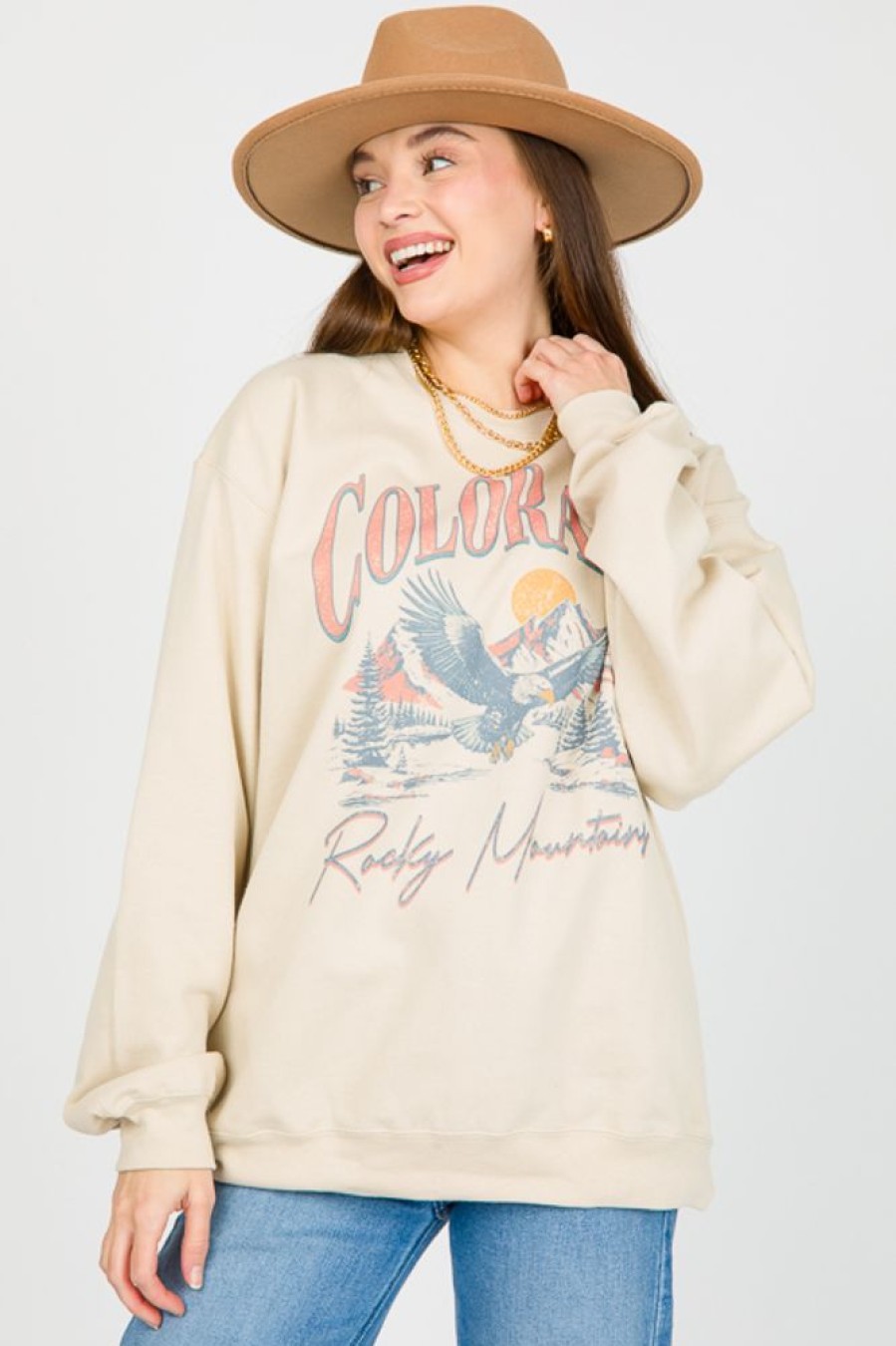 Golden Rose Clothing Tunics | Rocky Mountain Sweatshirt, Sand