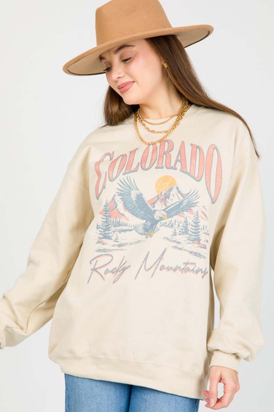 Golden Rose Clothing Tunics | Rocky Mountain Sweatshirt, Sand