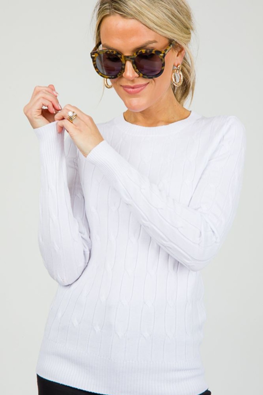 Cielo Cardigans & Sweaters | Twisted Cable Sweater, White