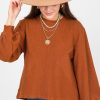 She + Sky 3/4 & Long Sleeve | Montana Rib Top, Caramel