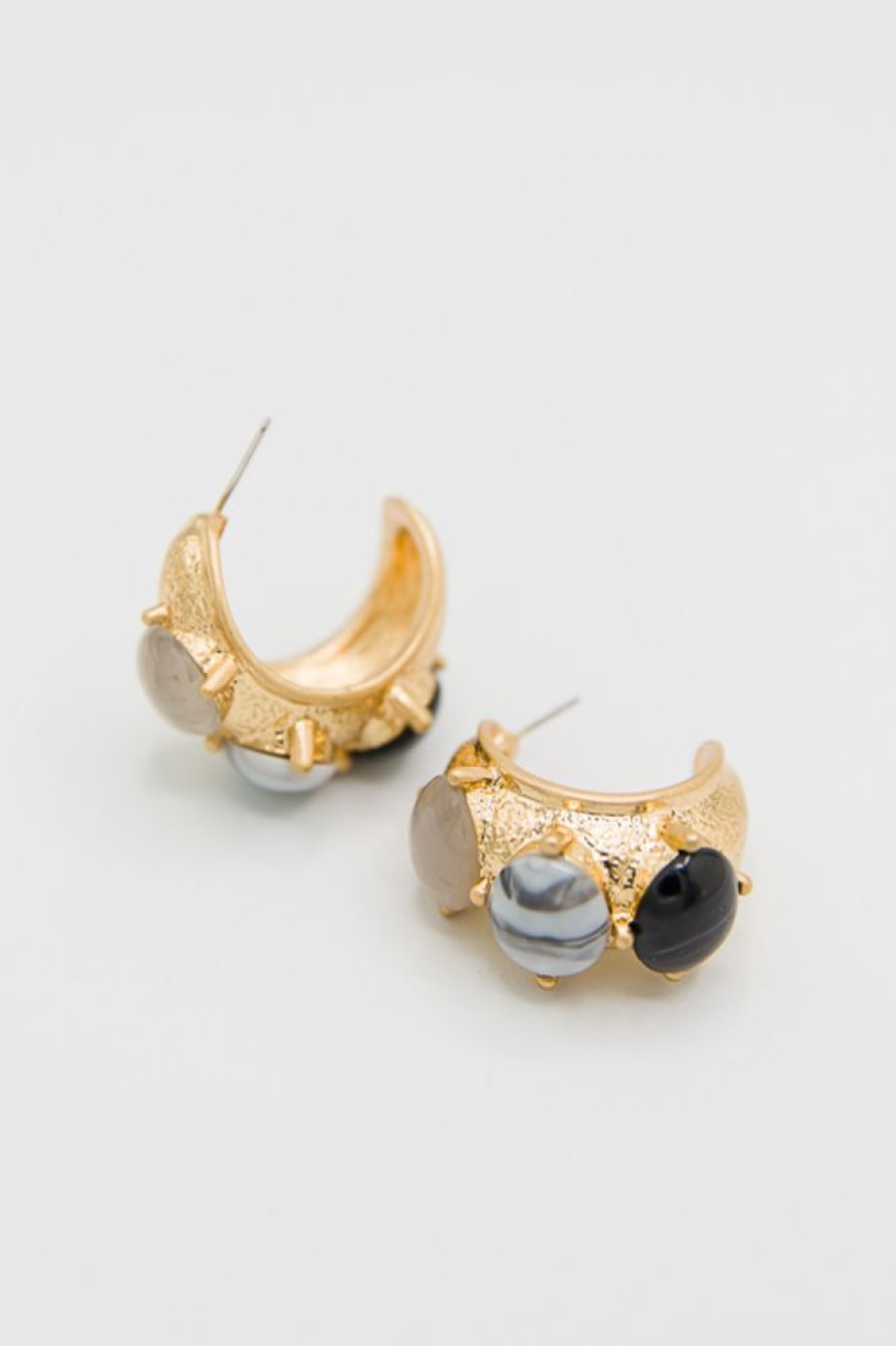 Golden Stella Jewelry | Stone & Dome Hoops, Howlite