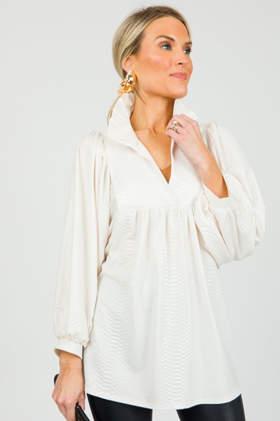 Adrienne 3/4 & Long Sleeve | Morgan Blouse, Pearl Snake