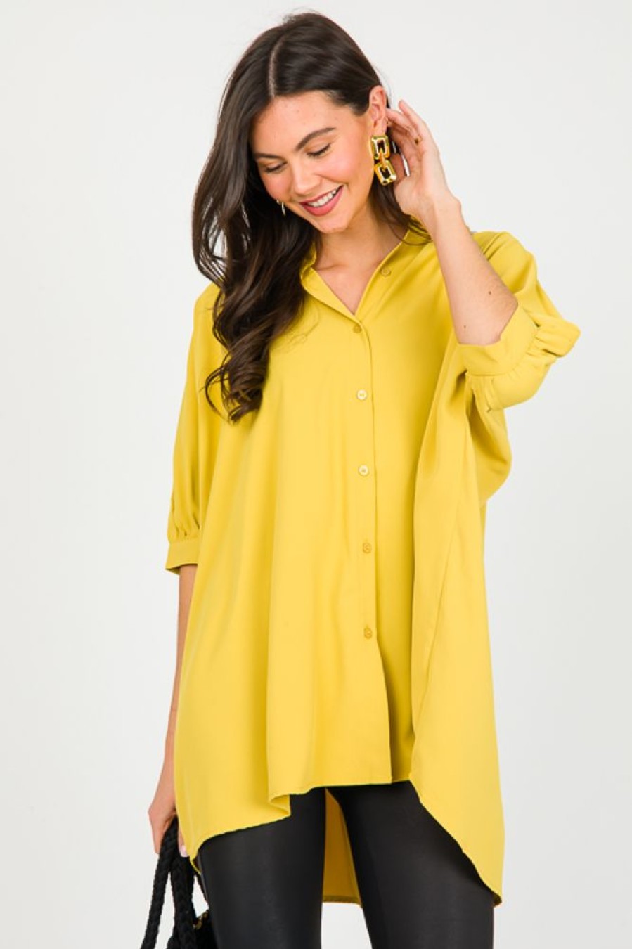 Easel Short Sleeve & Sleeveless | Khloe Oversize Shirt, Merry Gold