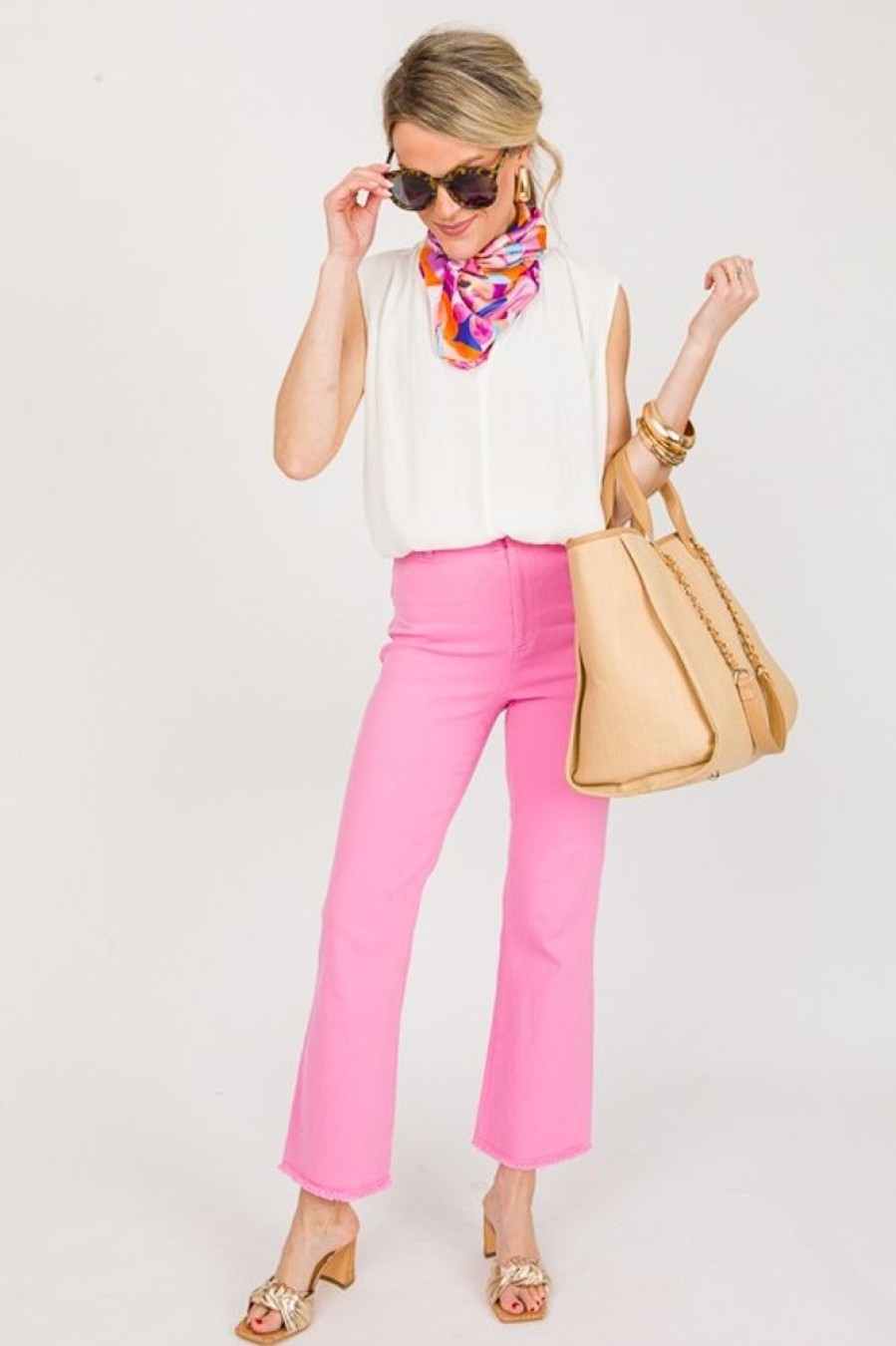 La Mel Jeans | Ginger Fray Hem Pants, Candy