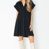 Entro Little Black Dress | Cate Crinkle Texture Dress, Black