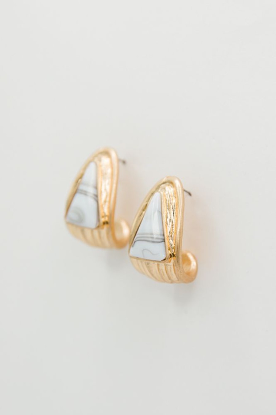 Golden Stella Jewelry | Stone Triangle Hoops, Howlite