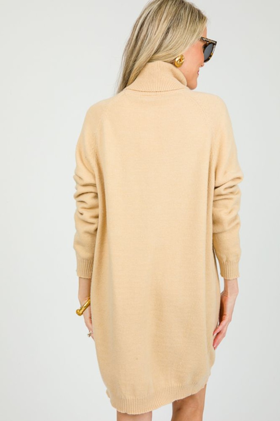 Idem Ditto Dresses W/ Sleeves | Ls Turtleneck Sweater Dress, Beige