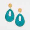 Golden Stella Jewelry | Raffia & Gold Bead Earrings, Teal