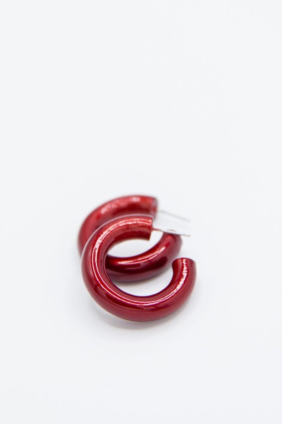 Golden Stella Jewelry | Metallic Coated Hoops, Burgundy