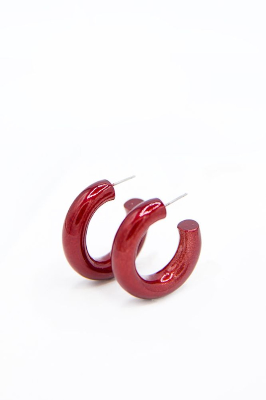 Golden Stella Jewelry | Metallic Coated Hoops, Burgundy