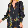 Olivaceous Dresses W/ Sleeves | Wild Flower Dress, Black Multi