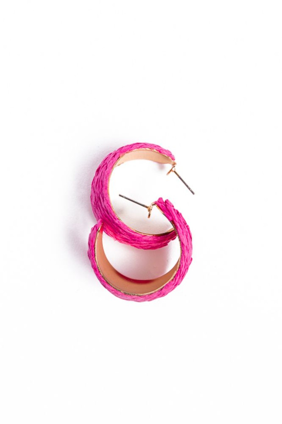 Golden Stella Jewelry | Raffia Hoops, Fuchsia