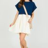 Entro White & Ivory | Texture Contrast Dress, Navy