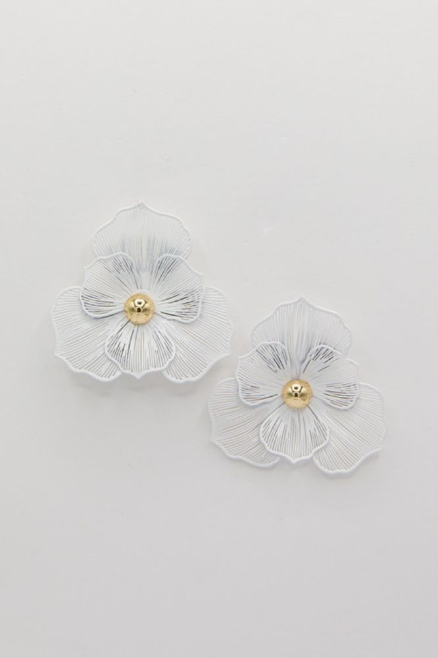 Golden Stella Jewelry | Petal & Gold Bud Earrings, White