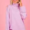 2.7 August Apparel 3/4 & Long Sleeve | Cuff Sleeve Turtleneck, Lilac