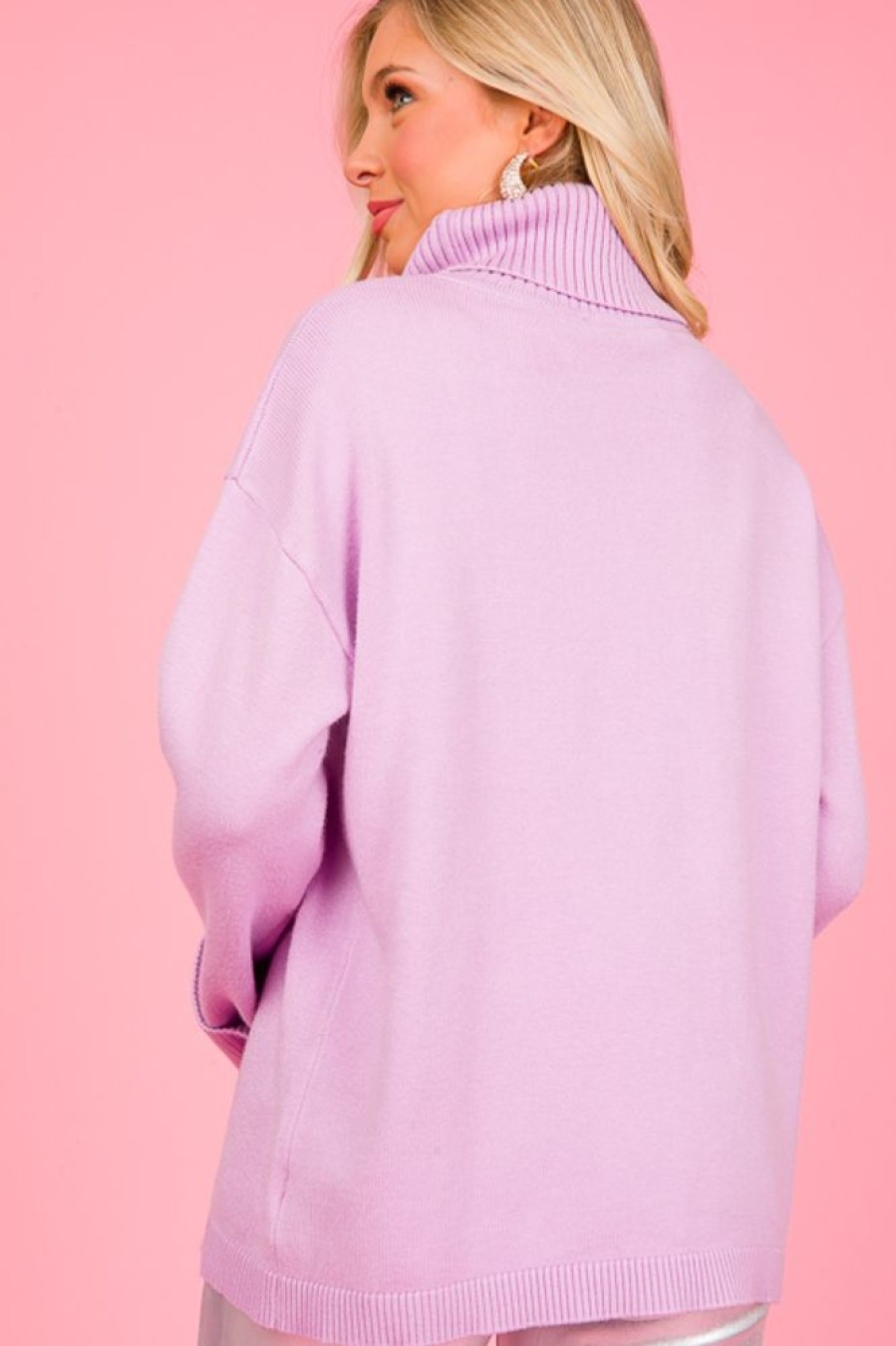 2.7 August Apparel 3/4 & Long Sleeve | Cuff Sleeve Turtleneck, Lilac